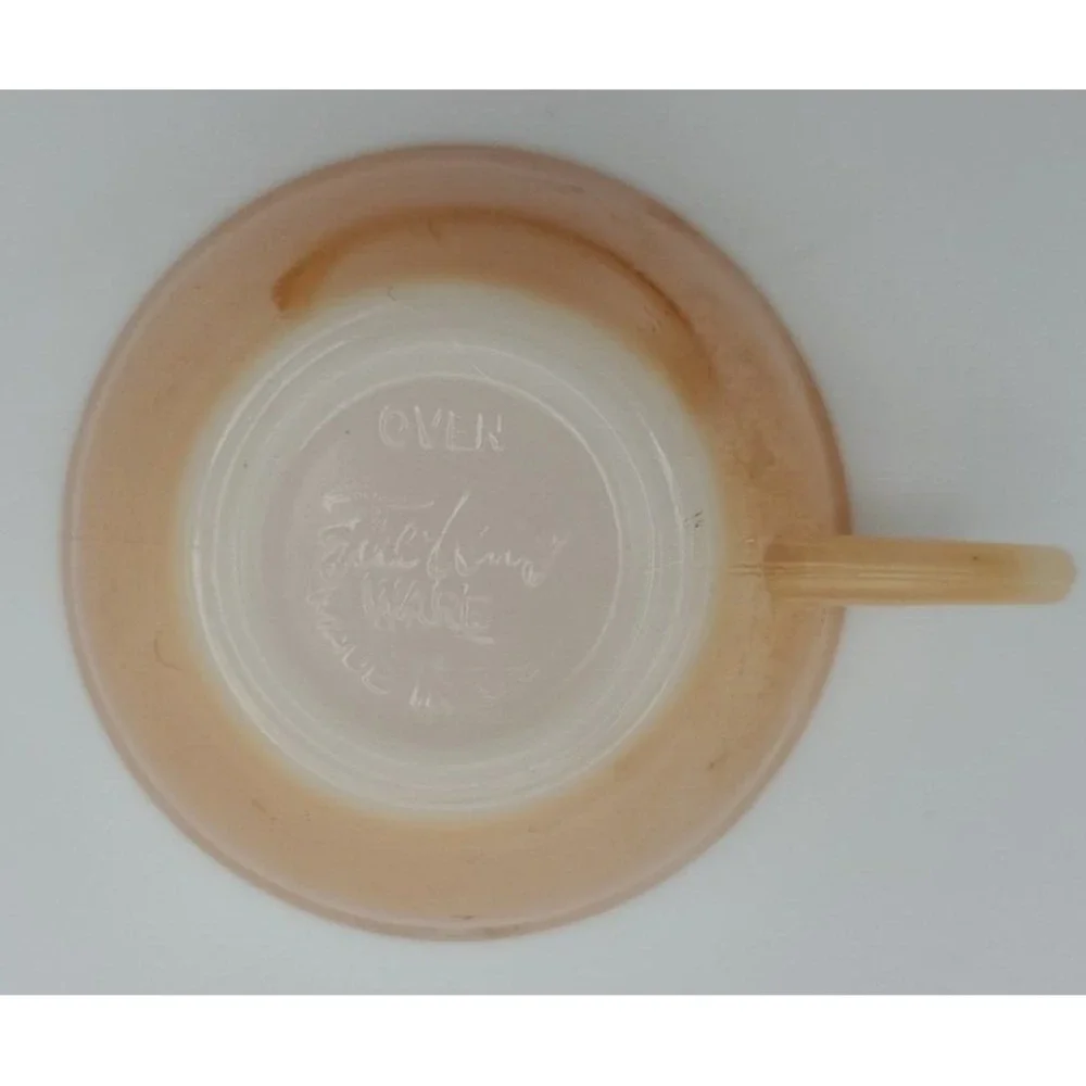 Vintage Fire King‎ Ware Lusterware Milk Glass Peach 3-Band Orange Coffee Tea Cup